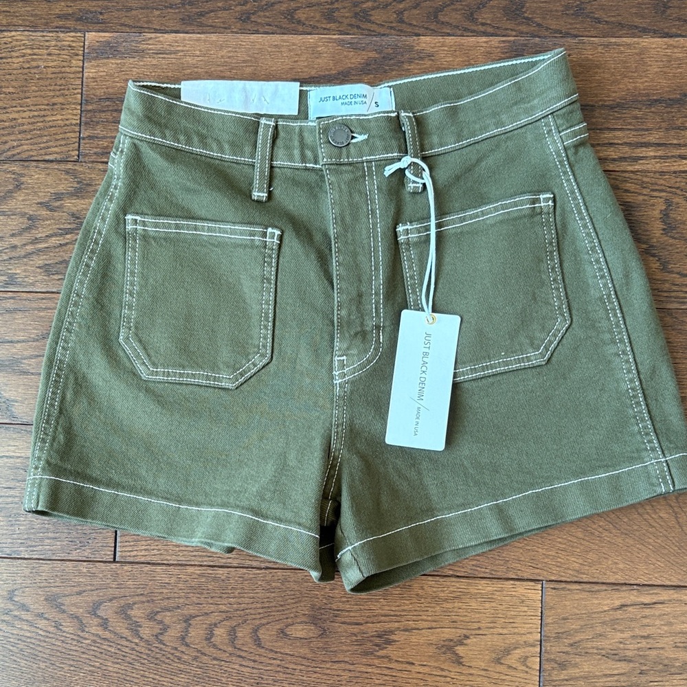 NWT Just Black Olive High Waist Shorts